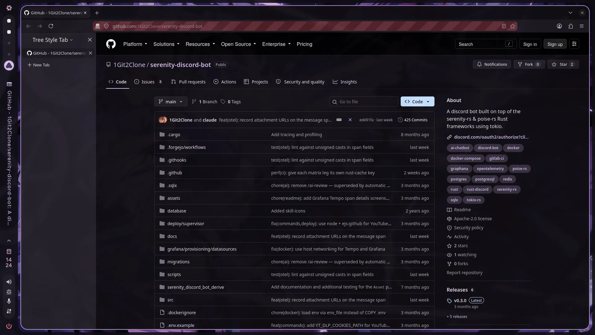 Firefox, dark purple