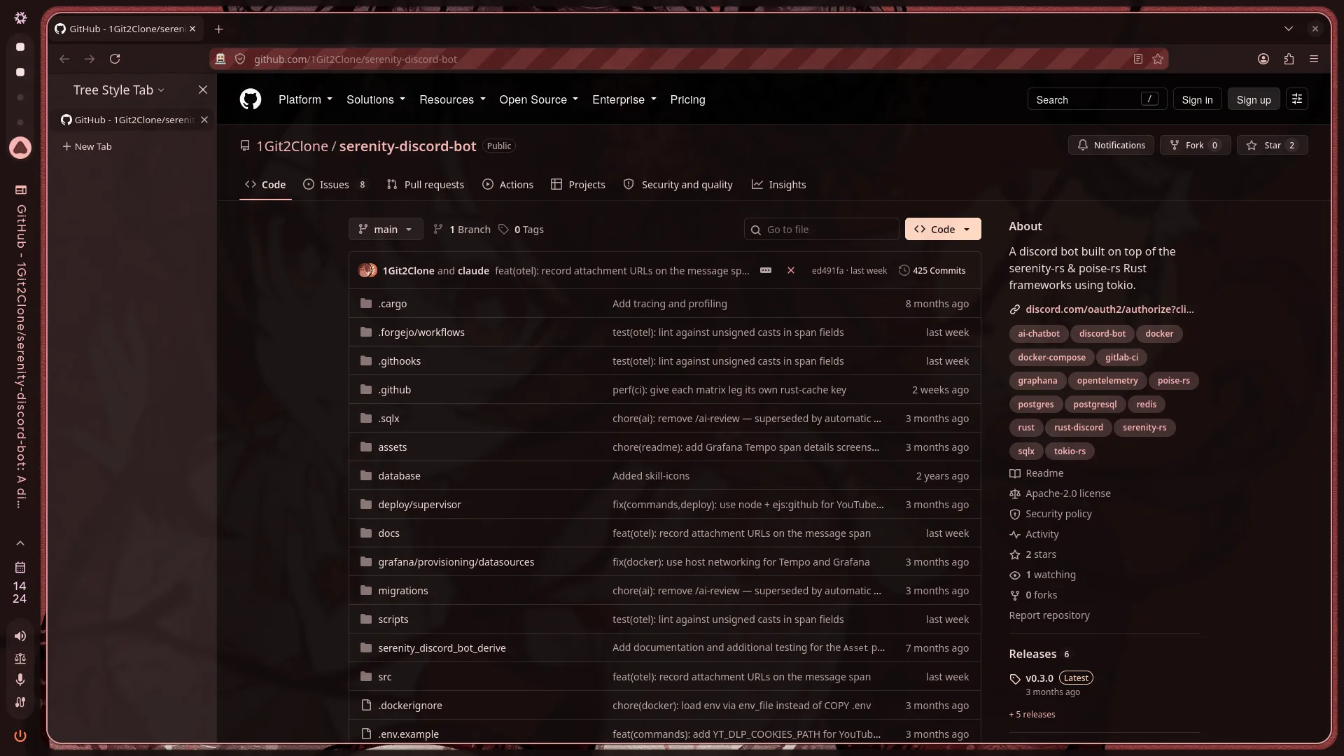 Firefox, dark red